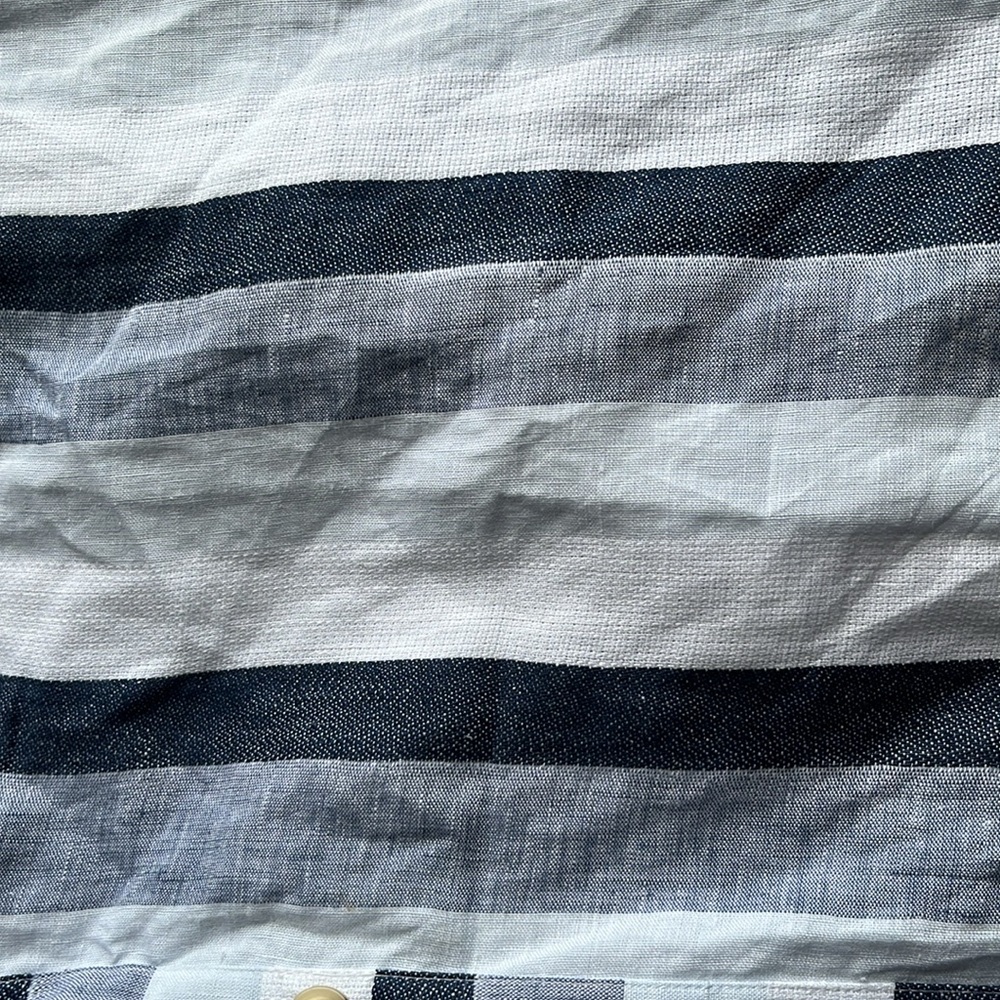 J.Crew Point Sur Button-front linen midi dress in faded indigo stripe size 10 - Picture 9 of 11